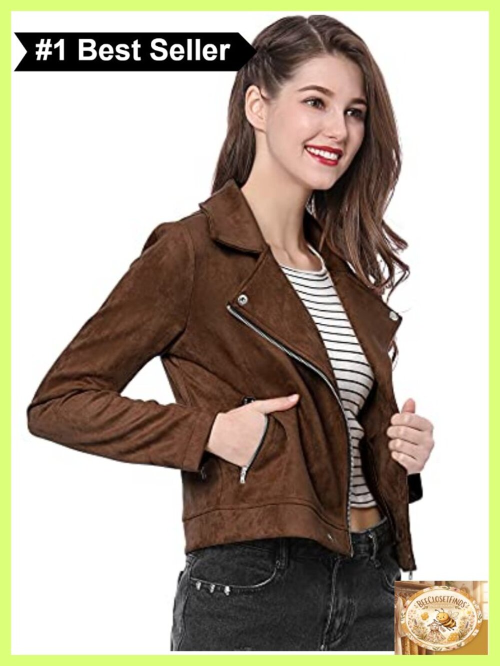 Allegra K Faux Suede Moto Jacket Asymmetric Zip Convertible Collar